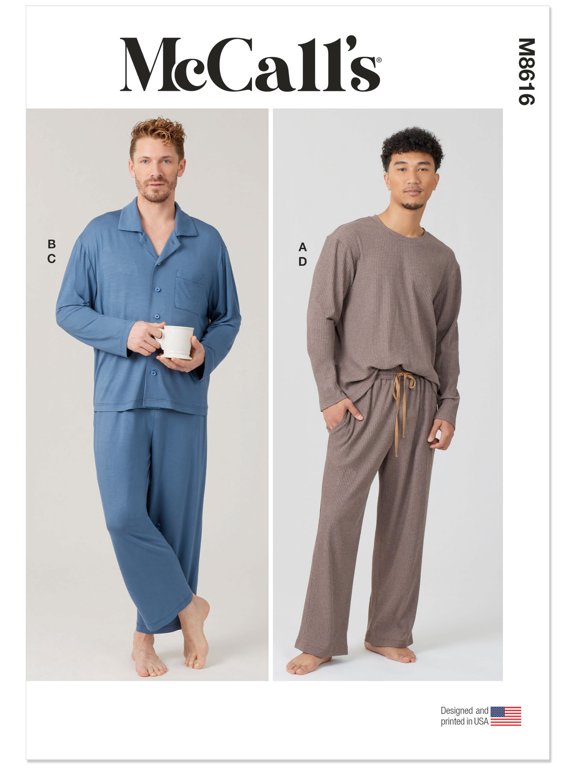 Sewing Pattern 8616 - Men's Knit Pajamas, Size: A (S-M-L-XL-XXL-XXXL)