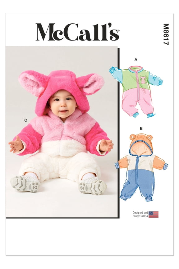 Sewing Pattern 8617 - Babies' Jumpsuits, Size: A (XS-L)