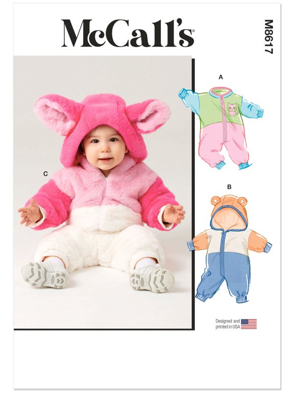 Sewing Pattern 8617 - Babies' Jumpsuits, Size: A (XS-L)