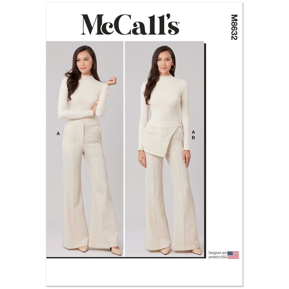 McCall's Sewing Pattern 8632 - Misses' Flared Pants and Belt with Pocket, Size: F7 (14-16-18-20-22-24-26)