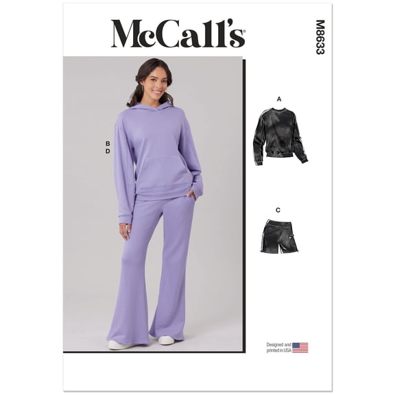 McCalls Paper Sewing Pattern 8633 - Sweaters and Hoodies and Trousers and Shorts and Sportswear for Women