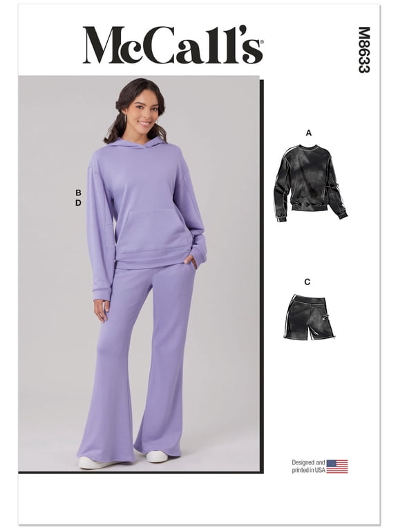 McCalls Paper Sewing Pattern 8633 - Sweaters and Hoodies and Trousers and Shorts and Sportswear for Women