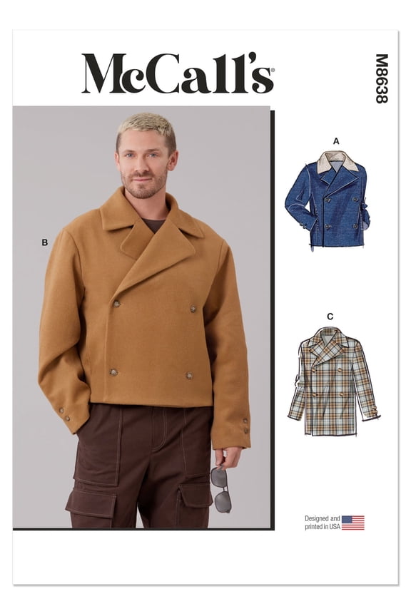 Sewing Pattern 8638 - Men's Double Breasted Jacket in Two Lengths, Size: A (34-56)