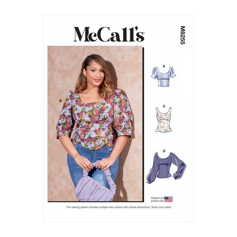 McCall's Sewing Pattern M8255 - Misses' and Women's Tops, Size: B5  (8-10-12-14-16) 
