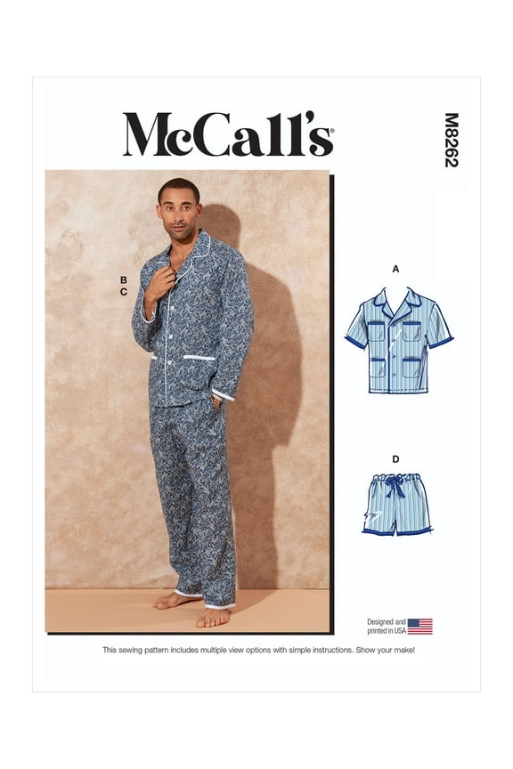 Sewing Pattern M8262 - Men's Pajamas, Size: XM (S-M-L)