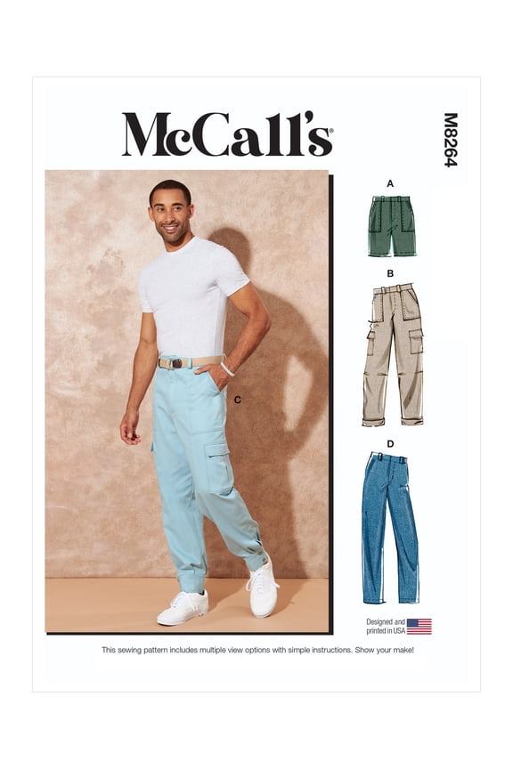 Sewing Pattern M8264 - Men's Shorts and Pants, Size: AA (34-36-38-40-42)