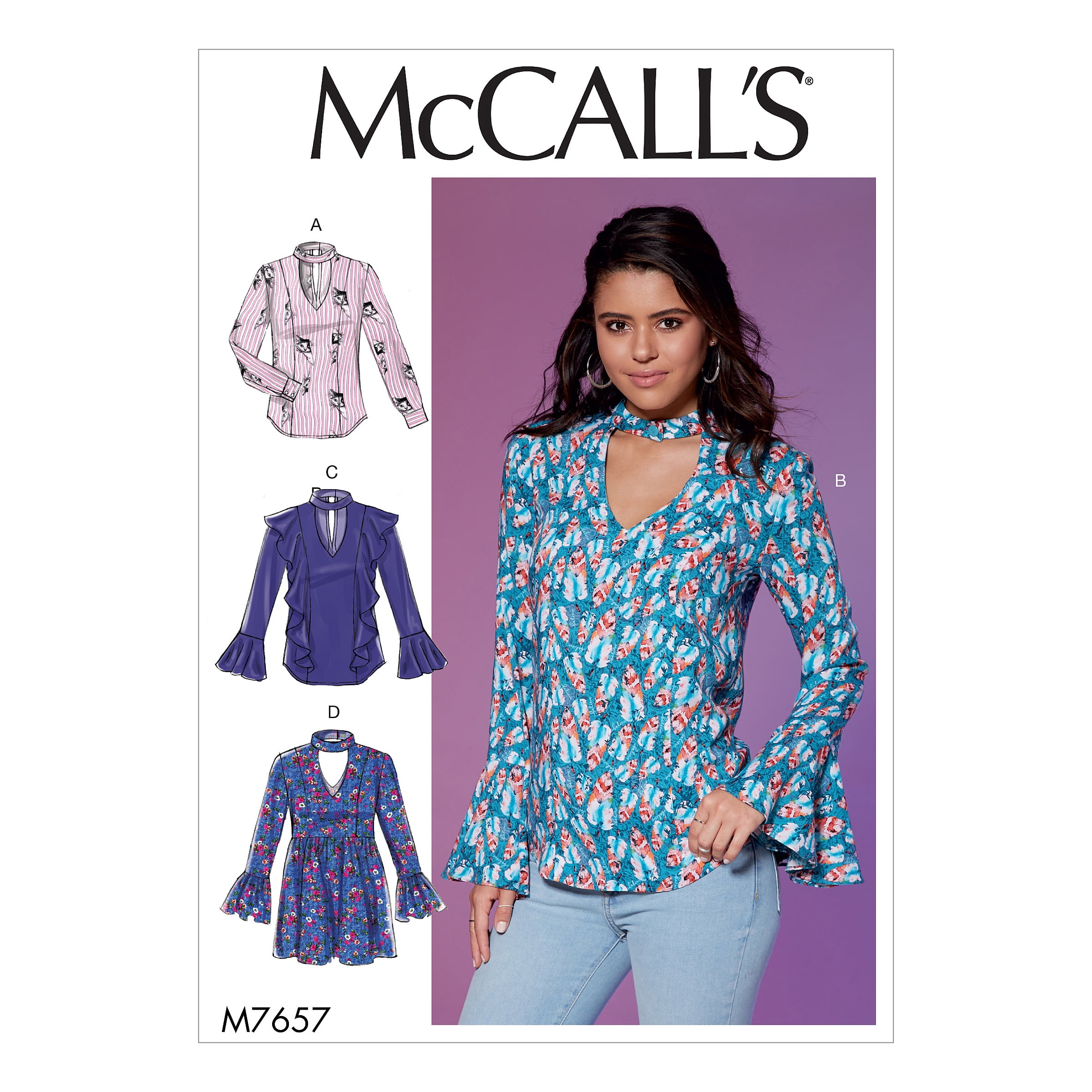McCall's Sewing Pattern MISSES' TOPS AND TUNIC-6-8-10-12-14 - Walmart.com
