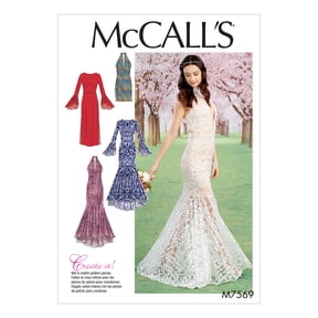 McCall's Sewing Pattern Misses' Column and Mermaid-Style Dresses with Bodice and Sle-L-XL-XXL