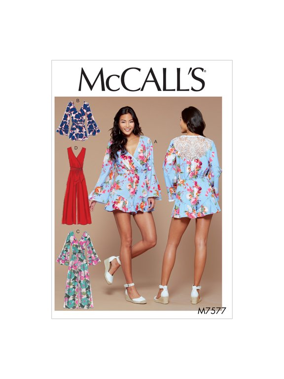 Sewing Pattern Misses' Cross-Bodice Romper, Jumpsuit, and Belt-6-8-10-12-14