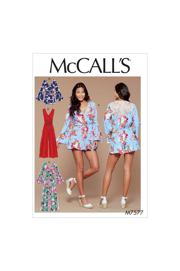 Sewing Pattern Misses' Cross-Bodice Romper, Jumpsuit, and Belt-6-8-10-12-14