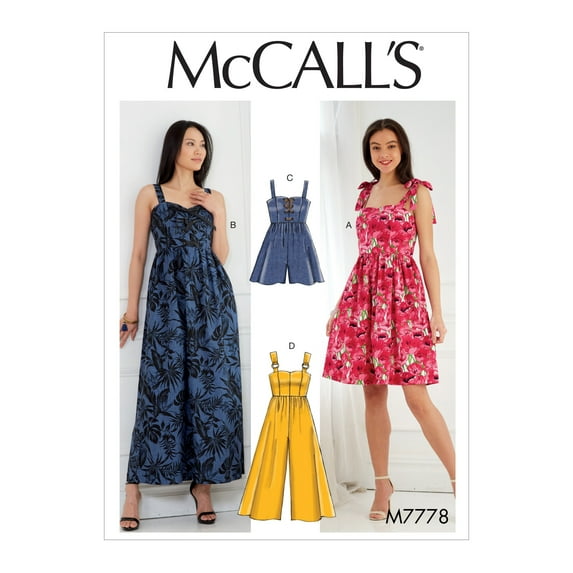 McCall's Sewing Pattern Misses' Dresses, Romper and Jumpsuit-14-16-18-20-22