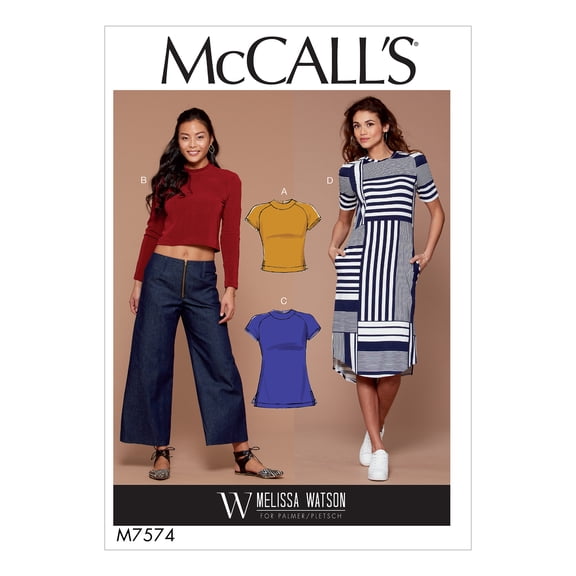 McCall's Sewing Pattern Misses' Knit, Raglan Sleeve Pullover Tops, Tunic, and Dress-L-XL-XXL