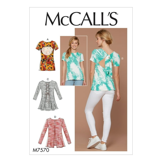 McCall's Sewing Pattern Misses' Laced, Tied, and OpenBack Knit TopsL