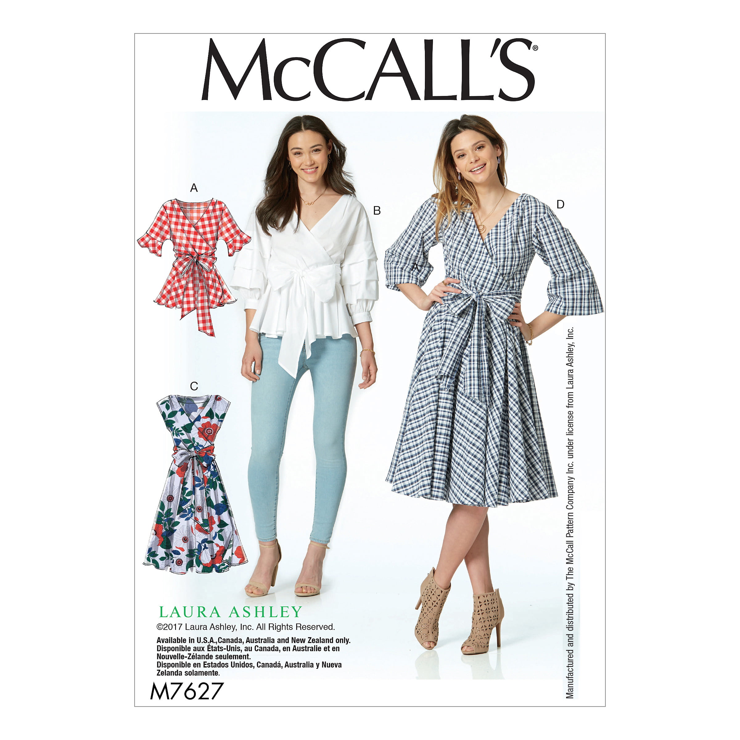 McCall's Sewing Pattern Misses' Wrap Tops and Dresses with Waist  Tie-6-8-10-12-14
