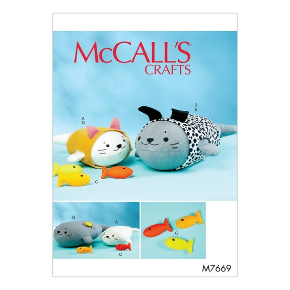 McCall's Sewing Pattern Soft Toys Cat and Dog Outfits-One Size