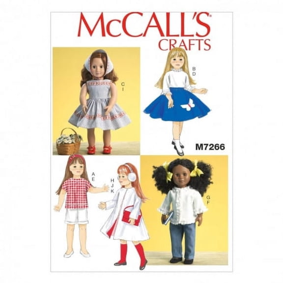 McCall's Patterns M7266 18" Retro Doll Clothes, One Size