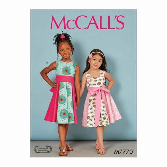 McCalls Paper Sewing Pattern 7770 - Dresses and Belts for Kids