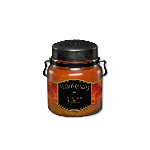McCall’s Candles | Autumn Leaves | 16 oz Two-Wick Scented Candle | USA-Poured | Vintage Rustic Jar with Carrying Handle | Hazelnut & Maple Spice Fragrance