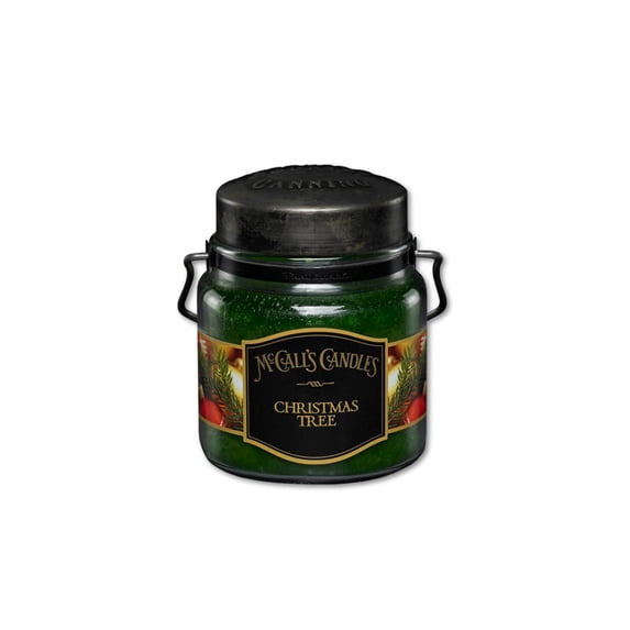 McCall’s Candles | Christmas Tree | 16 oz Two-Wick Scented Candle | USA-Poured | Vintage Rustic Jar with Carrying Handle | Fresh Pine Holiday Fragrance