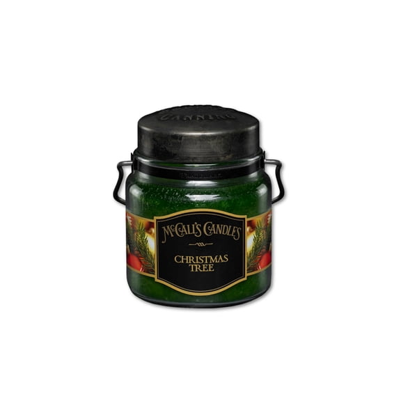 McCall’s Candles | Christmas Tree | 16 oz Two-Wick Scented Candle | USA-Poured | Vintage Rustic Jar with Carrying Handle | Fresh Pine Holiday Fragrance