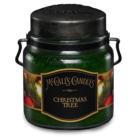 McCall’s Candles | Christmas Tree | 16 oz Two-Wick Scented Candle | USA-Poured | Vintage Rustic Jar with Carrying Handle | Fresh Pine Holiday Fragrance