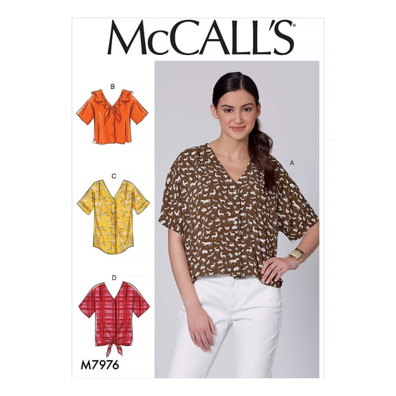 McCalls Sewing Pattern 7976 - Tops and Shirts for Women - Y (XSM-SML-MED) - Easy
