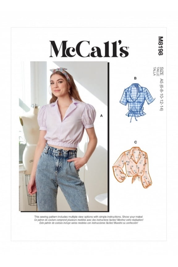 Misses' Top Sewing Pattern Kit, Code M8198, Sizes 6-8-10-12-14, Multicolor Sizes 6-8-10-12-14 Multicolor