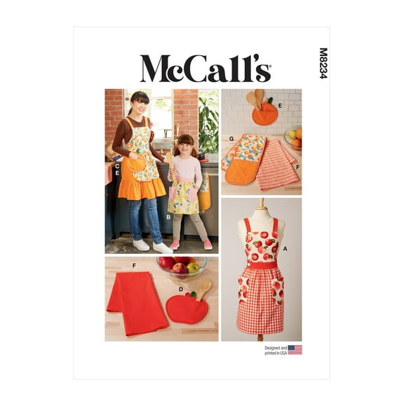 McCalls Sewing Pattern 8234 Aprons A (3 - 8 / XS-XL)