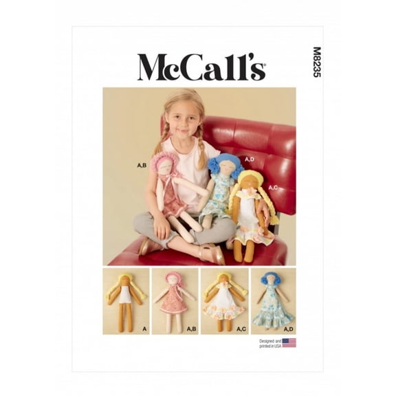 McCalls Sewing Pattern 8235 Toys, Doll Clothes OS (One Size Only)