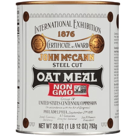 McCann's, Imported Steel Cut Irish Oatmeal, Non-GMO Project Verified Oatmeal, Kosher, 28 OZ Tin