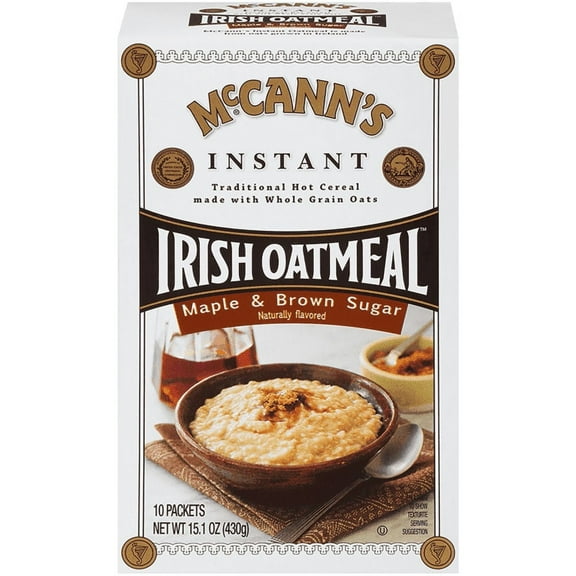 McCann's Maple & Brown Sugar Instant Irish Oatmeal, Instant Oatmeal, Kosher, 10 Count Box