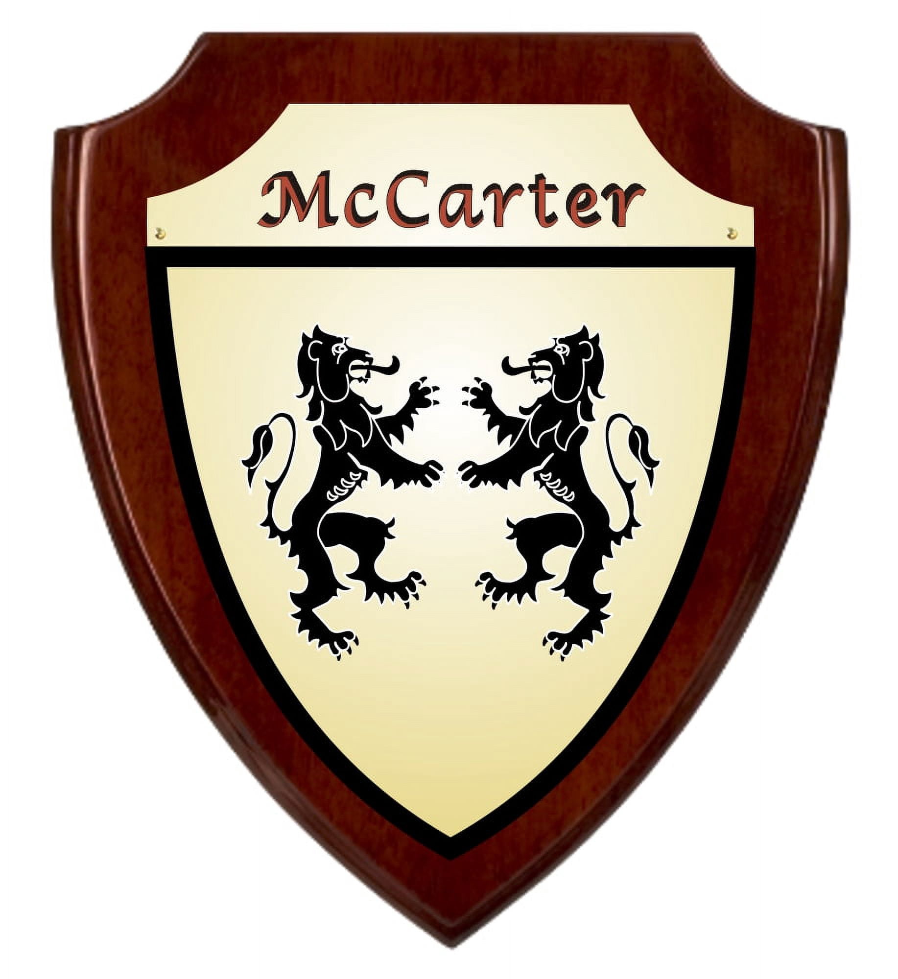 McCarter Irish Coat of Arms Shield Plaque - Rosewood Finish