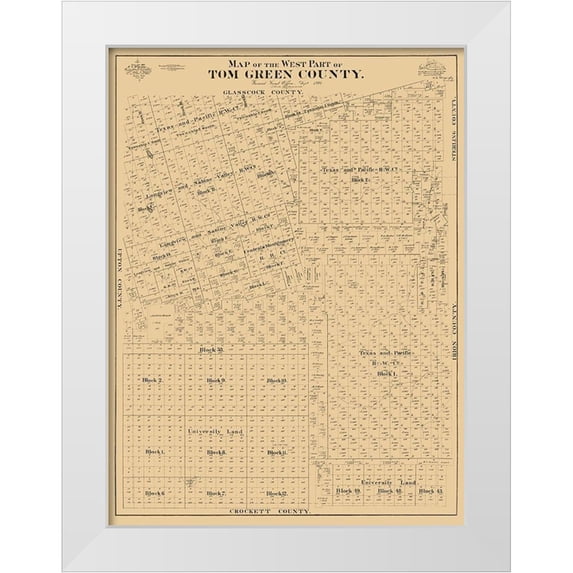 McCaughy 19x24 White Modern Wood Framed Museum Art Print Titled - Tom Green County West - McCaughy 1894