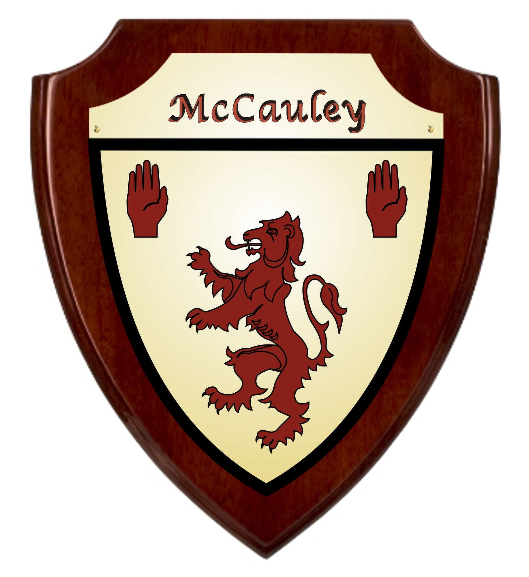 McCauley Irish Coat of Arms Shield Plaque - Rosewood Finish