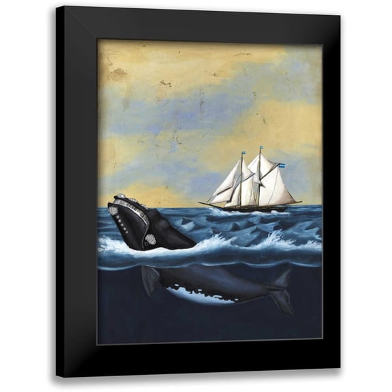 McCavitt, Naomi 12x14 Black Modern Framed Museum Art Print Titled - Whaling Stories II