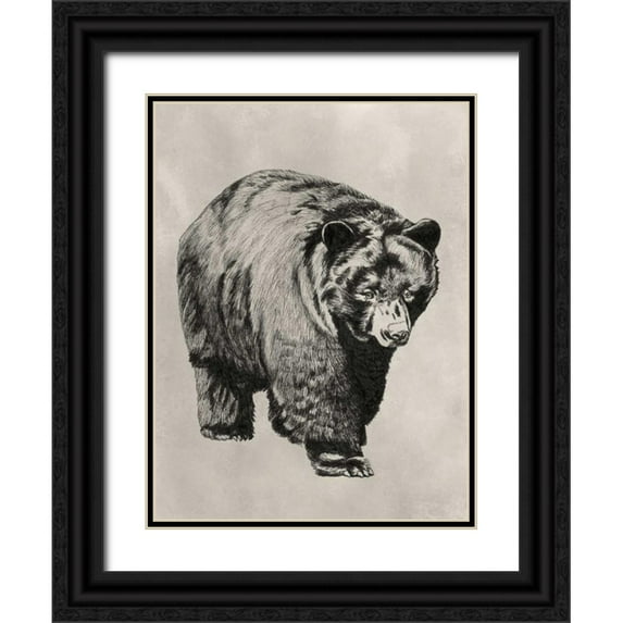 McCavitt, Naomi 12x14 Black Ornate Wood Framed with Double Matting Museum Art Print Titled - Pen and Ink Bear I