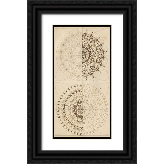 McCavitt, Naomi 14x24 Black Ornate Wood Framed with Double Matting Museum Art Print Titled - Sacred Geometry Sketch III