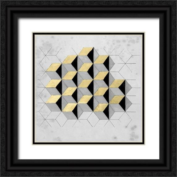 McCavitt, Naomi 15x15 Black Ornate Wood Framed with Double Matting Museum Art Print Titled - Gilt Geometry I