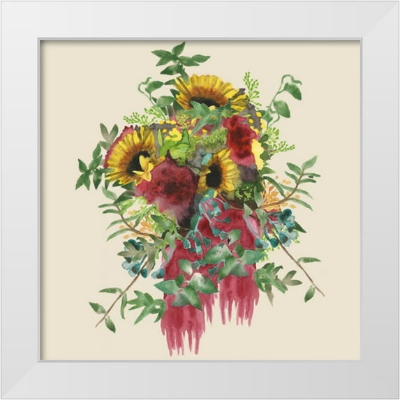 McCavitt, Naomi 15x15 White Modern Wood Framed Museum Art Print Titled - Watercolor Floral Spray IV
