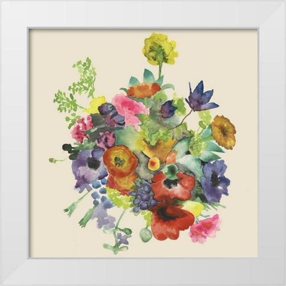 McCavitt, Naomi 15x15 White Modern Wood Framed Museum Art Print Titled - Watercolor Floral Spray I