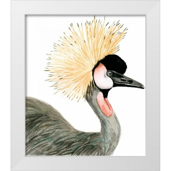 McCavitt, Naomi 15x17 White Modern Wood Framed Museum Art Print Titled - Watercolor Crested Crane