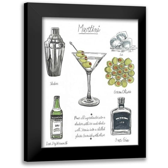 McCavitt, Naomi 15x18 Black Modern Framed Museum Art Print Titled - Classic Cocktail - Martini