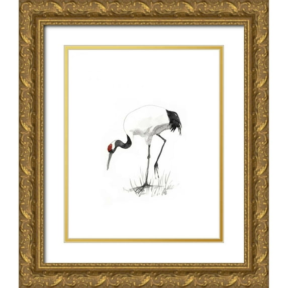 McCavitt, Naomi 15x18 Gold Ornate Wood Framed with Double Matting Museum Art Print Titled - Japanese Cranes II