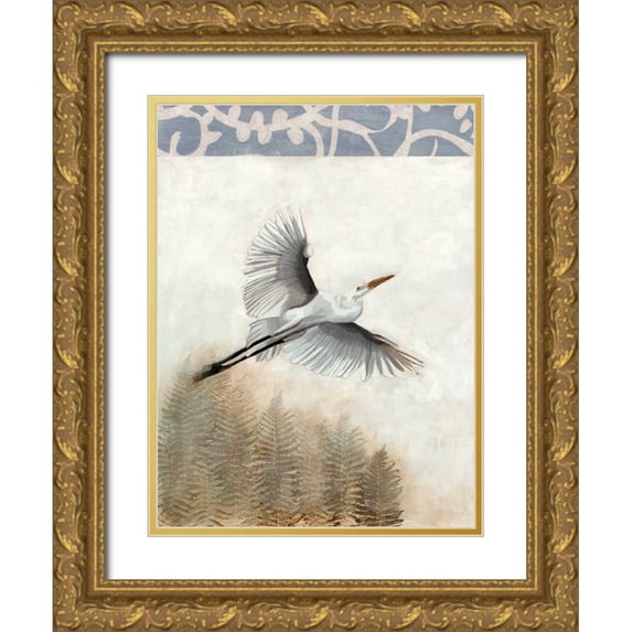 McCavitt, Naomi 15x18 Gold Ornate Wood Framed with Double Matting Museum Art Print Titled - Waterbirds in Mist I