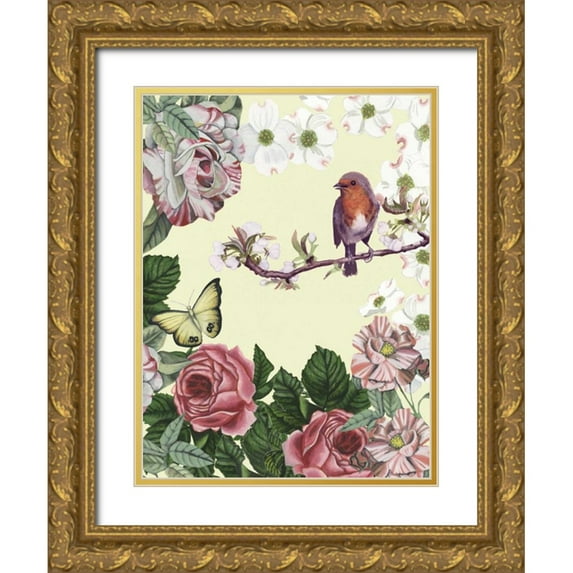 McCavitt, Naomi 19x24 Gold Ornate Wood Framed with Double Matting Museum Art Print Titled - Bird Garden II