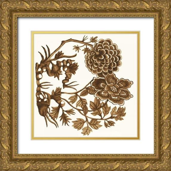 McCavitt, Naomi 20x20 Gold Ornate Wood Framed with Double Matting Museum Art Print Titled - Tapestry Floral IV
