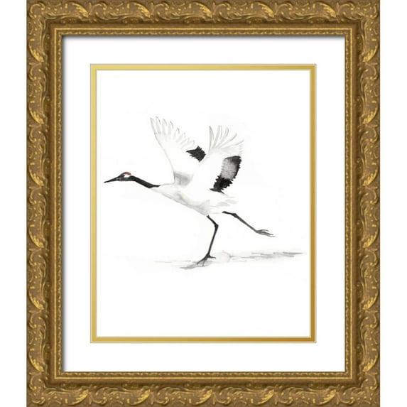 McCavitt, Naomi 20x24 Gold Ornate Wood Framed with Double Matting Museum Art Print Titled - Japanese Cranes III