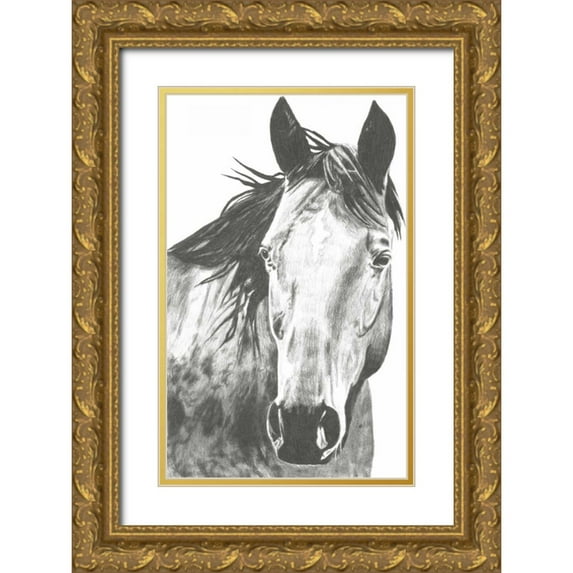 McCavitt, Naomi 22x32 Gold Ornate Wood Framed with Double Matting Museum Art Print Titled - Wildlife Snapshot- Horse I