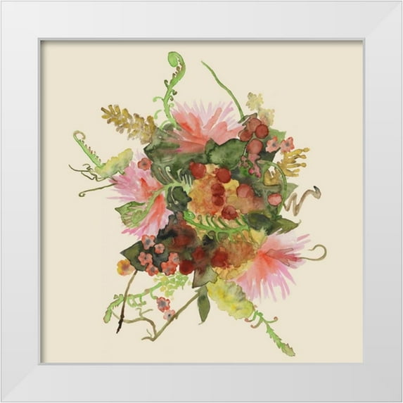 McCavitt, Naomi 26x26 White Modern Wood Framed Museum Art Print Titled - Watercolor Floral Spray II