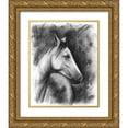 thumbnail image 1 of McCavitt, Naomi 26x32 Gold Ornate Wood Framed with Double Matting Museum Art Print Titled - 3-UP Charcoal Equestrian Portrait I, 1 of 4